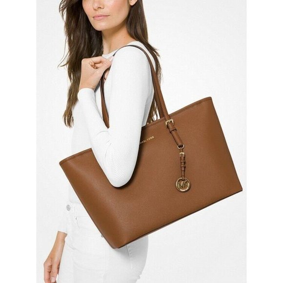 Michael Kors Jet Set Tote Luggage Brown Saffiano Large - Picture 5 of 14